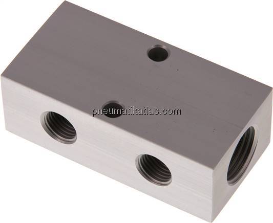 Verteilerleiste 2x G 1/2"-2x G 1/4", Aluminium eloxiert