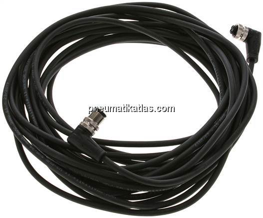 Kabel mit M12-Kupplung, 10 m, abgewinkelt, M 12-Stecker (A-codiert)