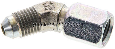 45°-Einschraubwinkel, UNF 7/16"-20 (JIC), Stahl verzinkt