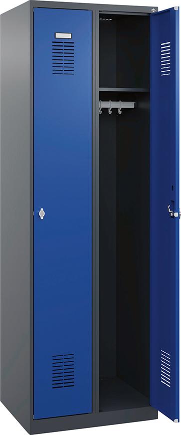 Garderobenschrank FORUM 2 Abteile RAL 7016/5010 Bodenstehend