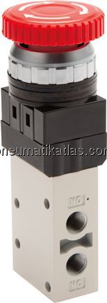 Exemplarische Darstellung: 3/2-Wege Not-Aus-Taster