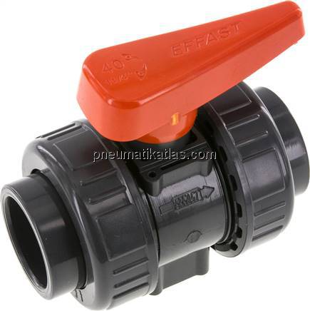 Klebemuffen-Kugelhahn, PVC-U / EPDM, 40mm (Industrieausf.)