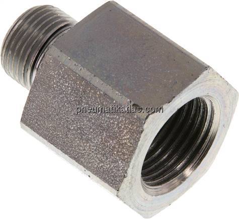 Hydraulik-Reduzierung G 3/8"(AG)-G 1/2"(IG), Stahl verzinkt, Elastomerdichtung