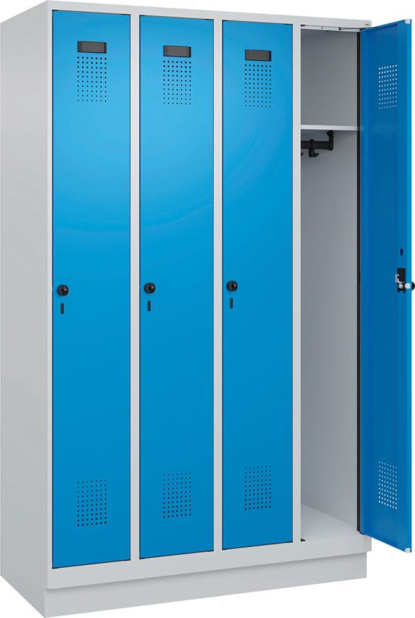 Spind Evolo PLUS 4 Abteile H1950xB1200xT500mm RAL7035/RAL5012 /S/7035