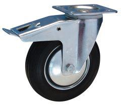 Lenkrolle 160mm L420.B55 Platte,Gummi schw.RL,FestL420.B55.161 BS ROLLEN