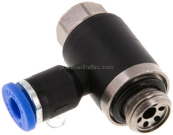 Winkel-Drosselrückschlagventil G 1/8"-4mm,abluftregelnd