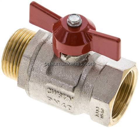 Messing-Kugelhahn, kurz, G 1" (AG/IG), -0,9 bis 40bar