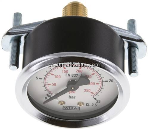 Einbaumanometer, 3-kant-Frontring, 50mm, 0 - 25 bar