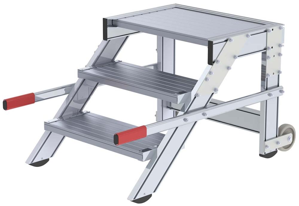 Alu-Arbeitspodest fahrbar3 Alu-Stufen B 600 mm Podesthöhe 0,59 m Arbeitshöhe bis 2,60 m