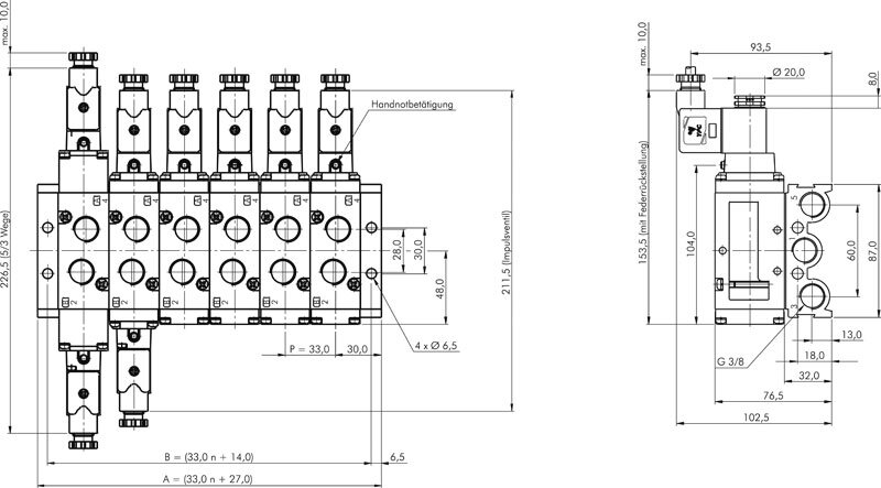 Zeichnung: Mehrfachanschlussplatte