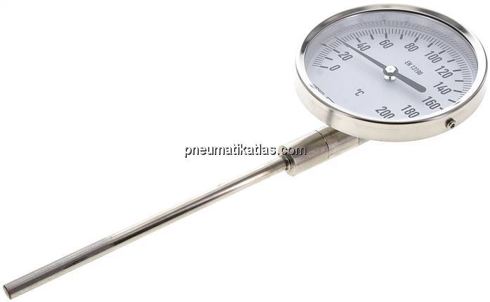Bimetallthermometer, senkrecht D100/0 bis +200°C/160mm