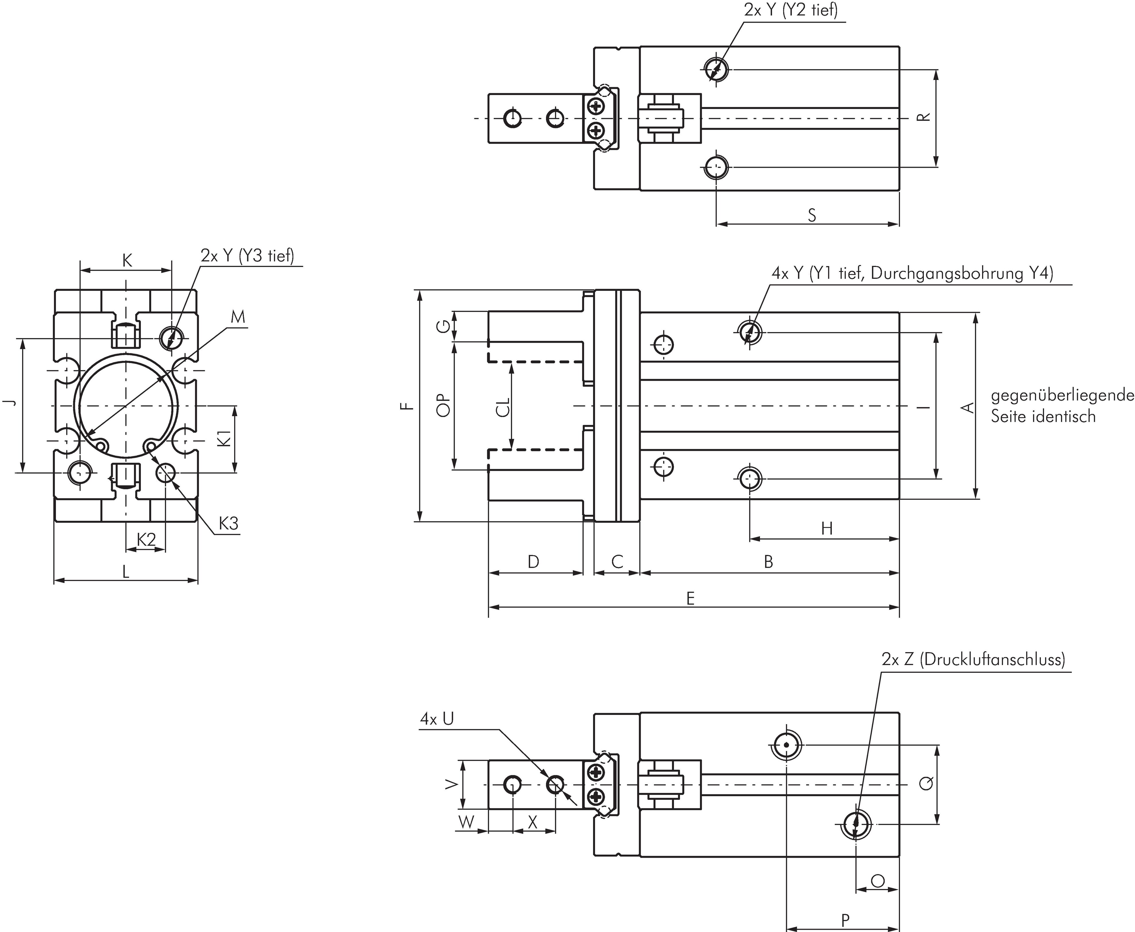 Zeichnung: Parallelgreifer mit Kugelführung