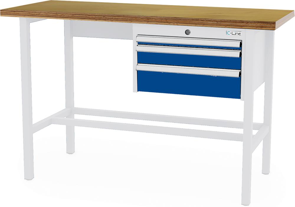 Arbeitstisch B1500mm 3 Schbl. 7035/5010 Forum