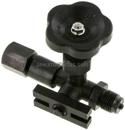 Manometer-Absperrventil G 1/2" Drehbare Muffe - Zapfen mit Schaft für Messgeräte