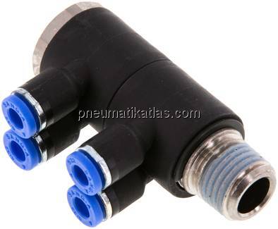 Steck-Mehrfachverteiler, 4-fach R 1/4"-4mm, IQS-Standard