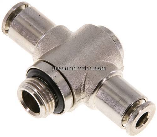 Kompakt-Steckanschluss, T-Stück, einfach, Messing vernickelt