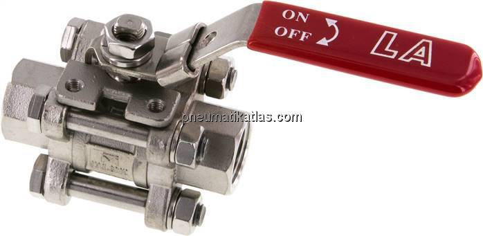 3-teiliger Edelstahl-Kugelhahn, NPT 1/2", 0 - 63bar