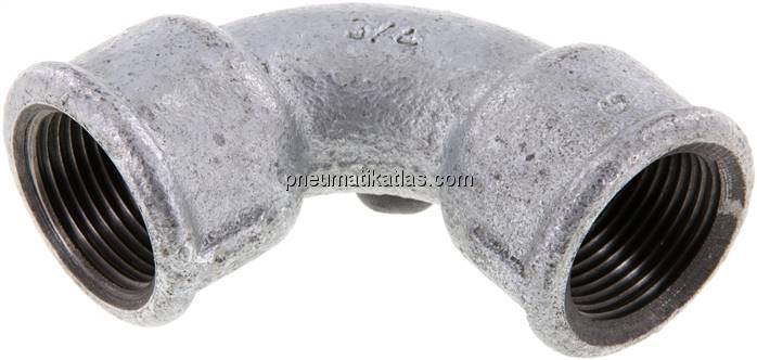 90°-Bogen Rp 3/4" (IG), kurz Typ 2a/D1, Temperguss verzinkt