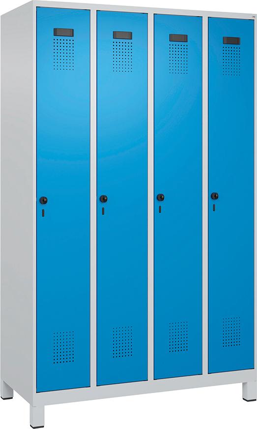 Spind Evolo PLUS 4 Abteile H1950xB1200xT500mm RAL7035/RAL5012 /F/7035