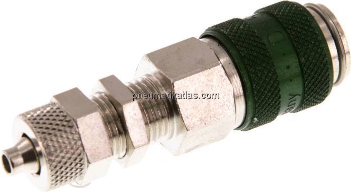 Schott-Kupplungsdose (NW5) 6x4mm Schlauch, Messing vernickelt