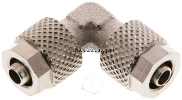 Winkel-Verschraubung 6x4mm, Messing vernickelt