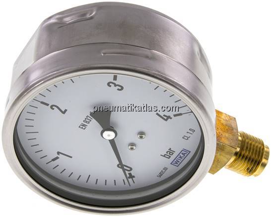 Manometer senkrecht (CrNi/Ms), 100mm, 0 - 4 bar