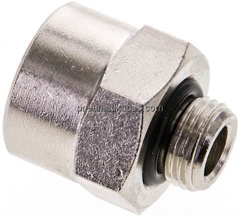 Reduziernippel G 1/8"(AG)-G 1/4"(IG), Messing vernickelt (Elastomerabdichtung)