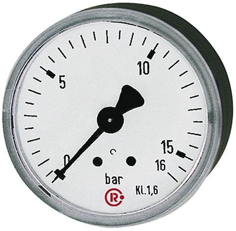 Manometer rückseitig zentrisch 63mm 0-10bar G1/4", Einfachskala, RIEGLER