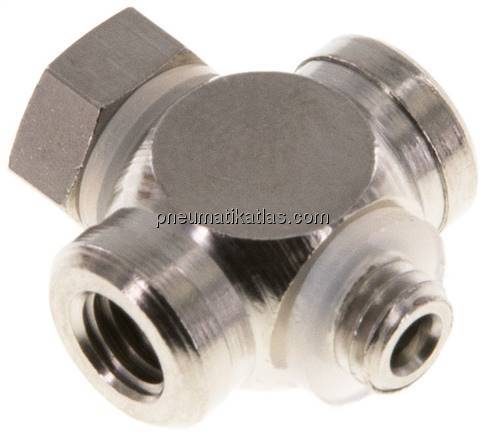 T-Verschraubung M 5 AG/IG, Messing vernickelt, m. Hohlschraube