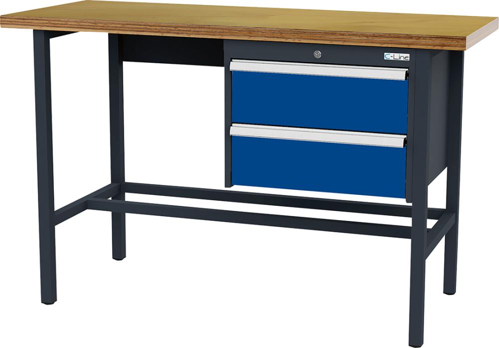 Arbeitstisch B2000mm 2 Schbl. 7035/5010 Forum