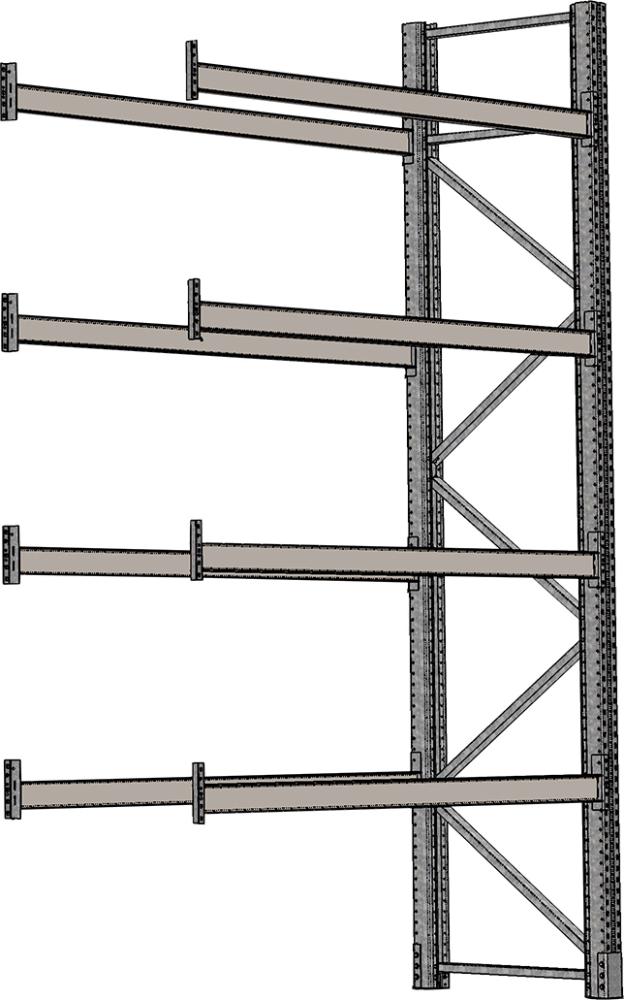 Palettenanbauregal verz. 1 Feld á 1825 mm H 4500xT 1100mm 8 Holme 2000 kg