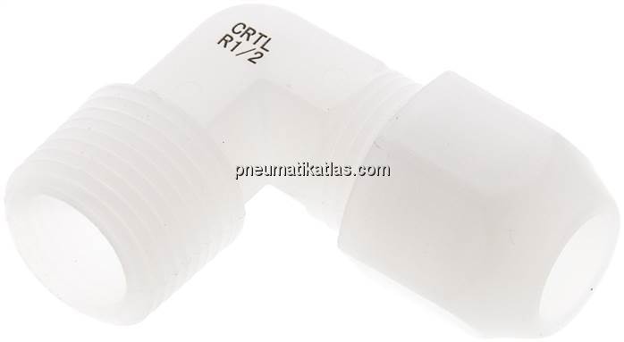 Winkel-Verschraubung R 1/2"-12x10mm, PVDF (FDA)