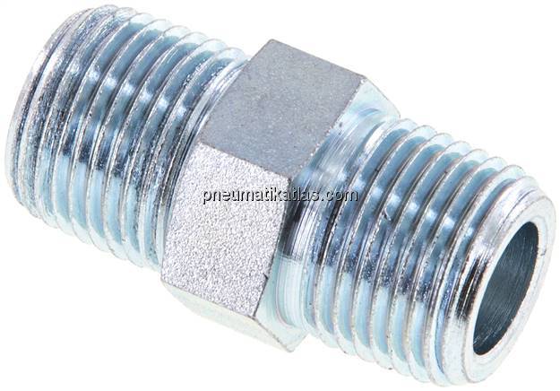 Doppelnippel NPT 3/8"-NPT 3/8", Stahl verzinkt