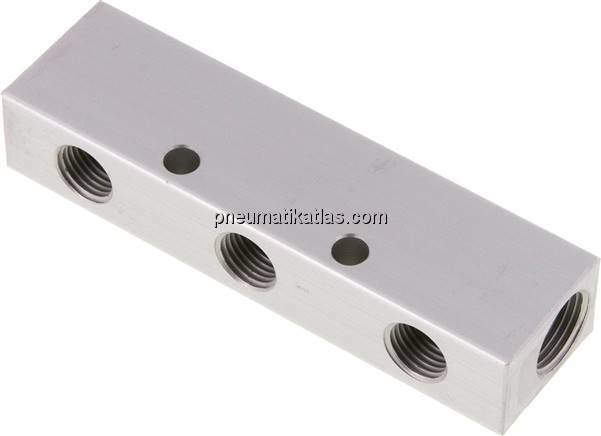 Verteilerleiste 2x G 3/8"-3x G 1/4", Aluminium eloxiert
