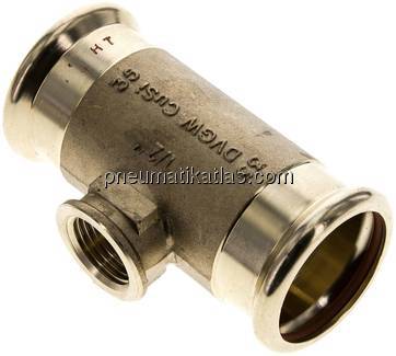 Pressfitting, T-Stück, 35mm, Rp 1/2" IG, Kupfer / Kupferlegierung