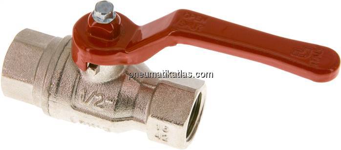 Messing-Kugelhahn, Rp 1/2", -0,9 bis 50 bar, voller Durchgang