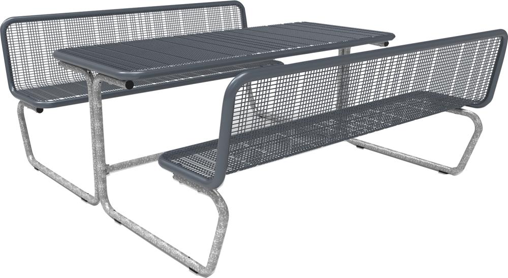 Bank-Tisch-Kombination PALMA, Drahtgitter Nutzbreite 1770mm DB 703 mit Rückenlehne